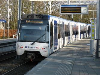 A Bombardier metro train