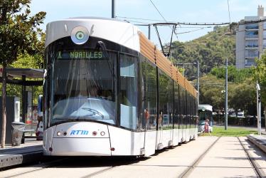 Bombardier tram at the T1 terminus at Les Caillols in Marseille