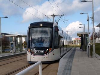Tram at Edinburgh Park Central tram stop