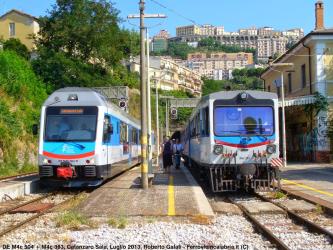 Two trains at a station