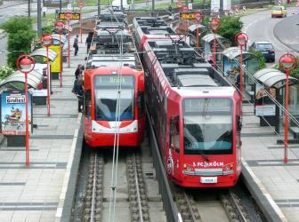 Trams at the platform