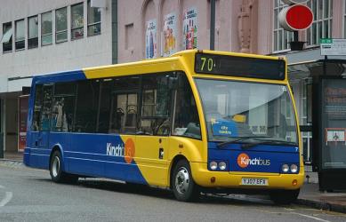 A Kinchbus bus on route 70 in Humberstone Gate, Leicester