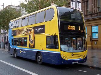 Double decker bus side view