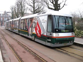 Tram front and side view