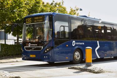 Blue Bus (regional and local) front and partial side view