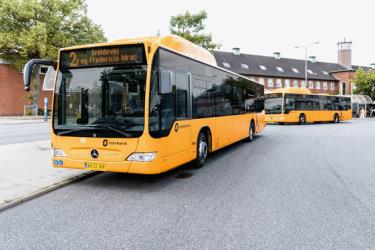Yellow City Bus gas buses in Fredericia