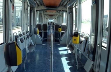 Interior of ultra low floor tram