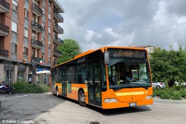 Urban and suburban bus front and side view