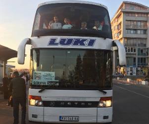 Double decker bus front view